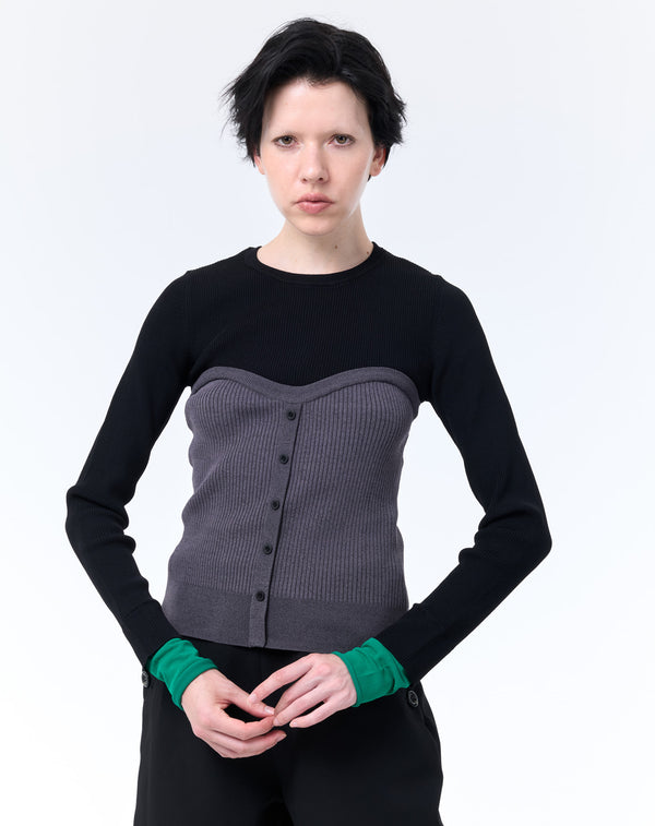 BUSTIER DOCKING RIB KNIT
