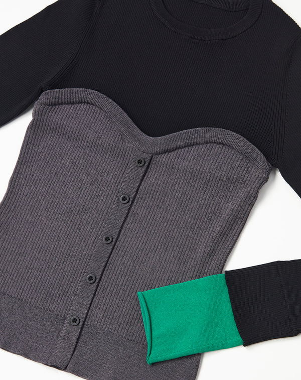 BUSTIER DOCKING RIB KNIT