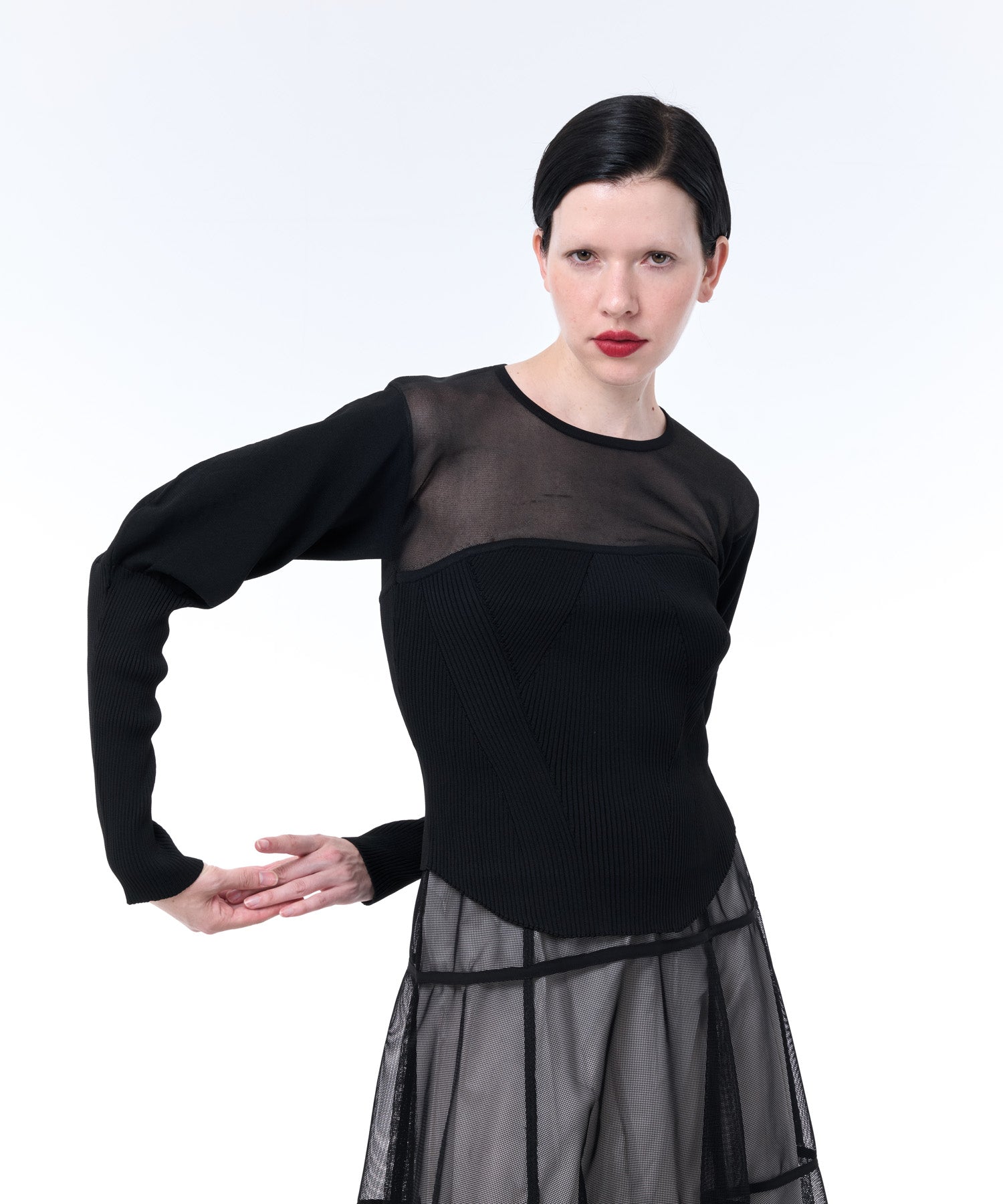 SHEER × SPONDISH BUSTIER COMBINATION KNIT – LAEMUSE