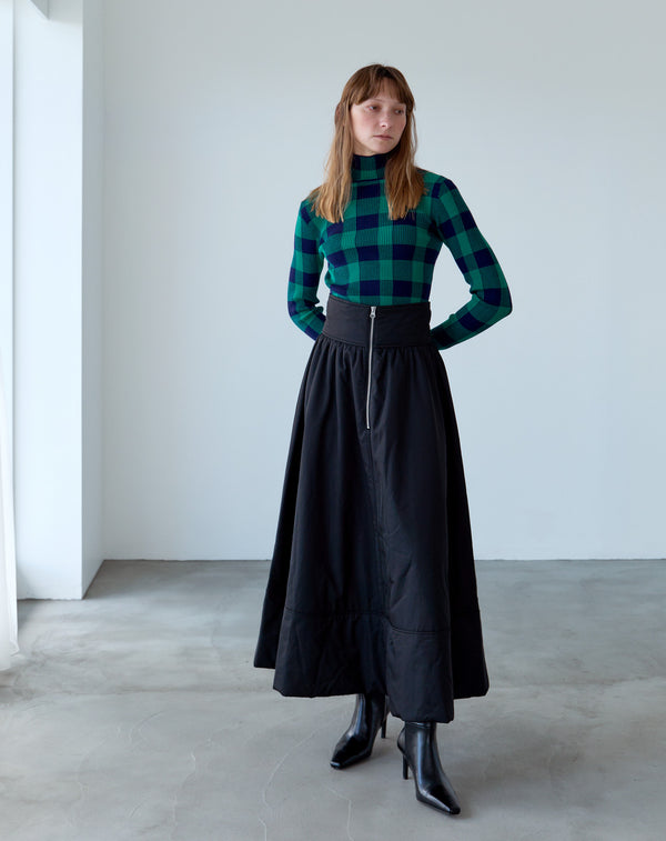 JACQUARD CHECK HIGH-NECK KNIT