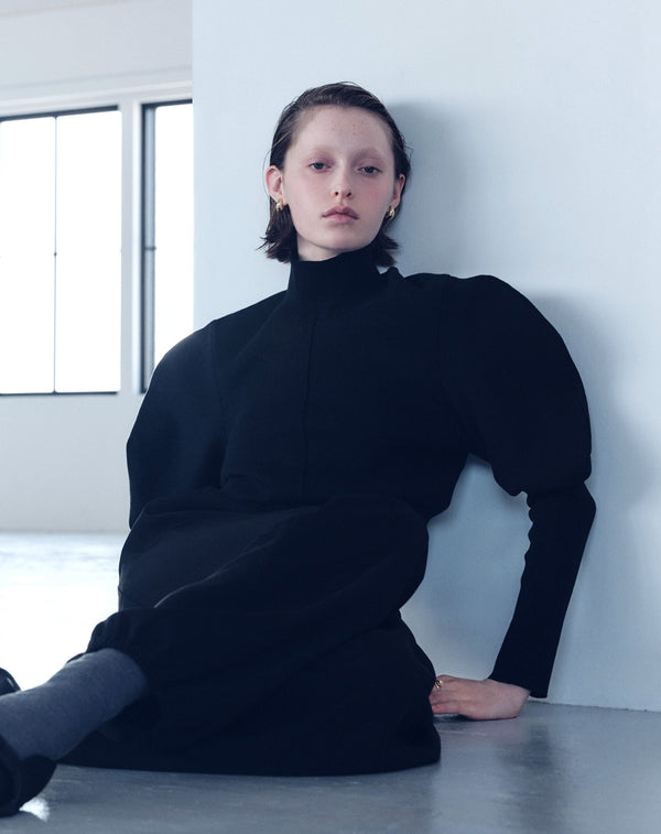 VOLUME SLEEVE HIGH NECK KNIT