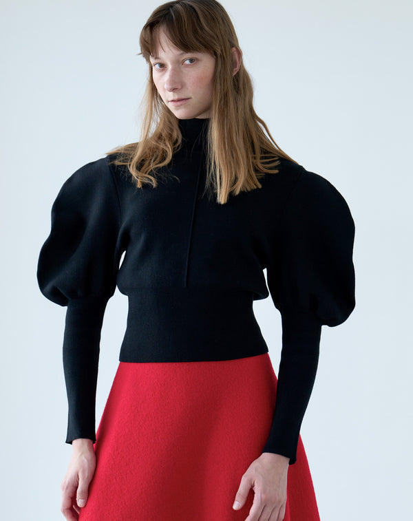 VOLUME SLEEVE HIGH NECK KNIT