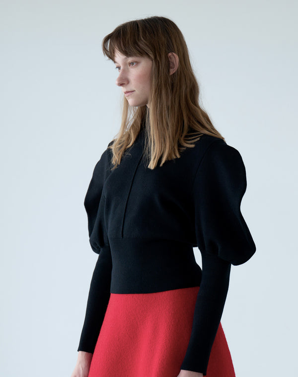 VOLUME SLEEVE HIGH NECK KNIT