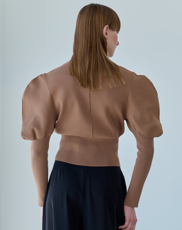 VOLUME SLEEVE HIGH NECK KNIT