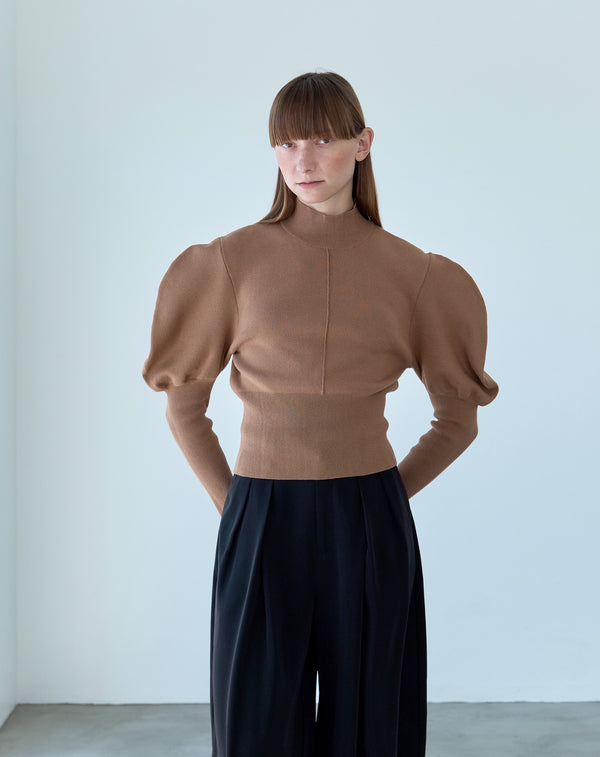 VOLUME SLEEVE HIGH NECK KNIT