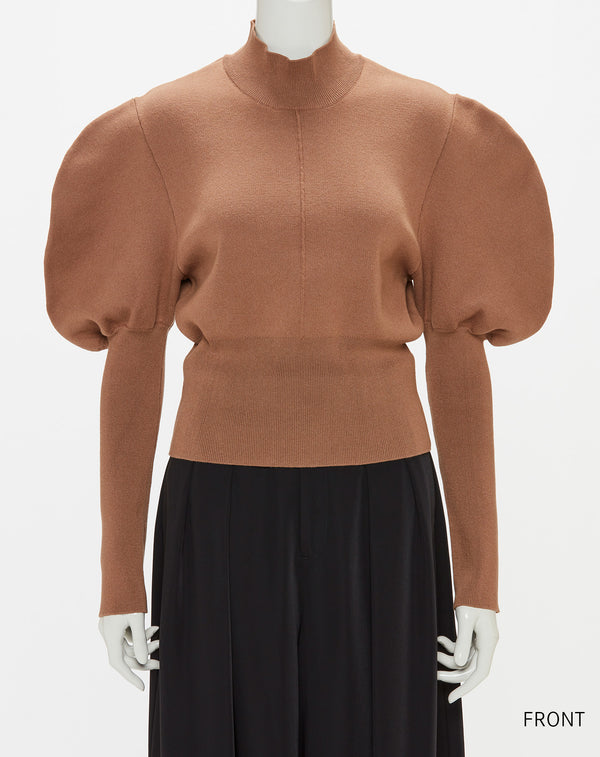 VOLUME SLEEVE HIGH NECK KNIT