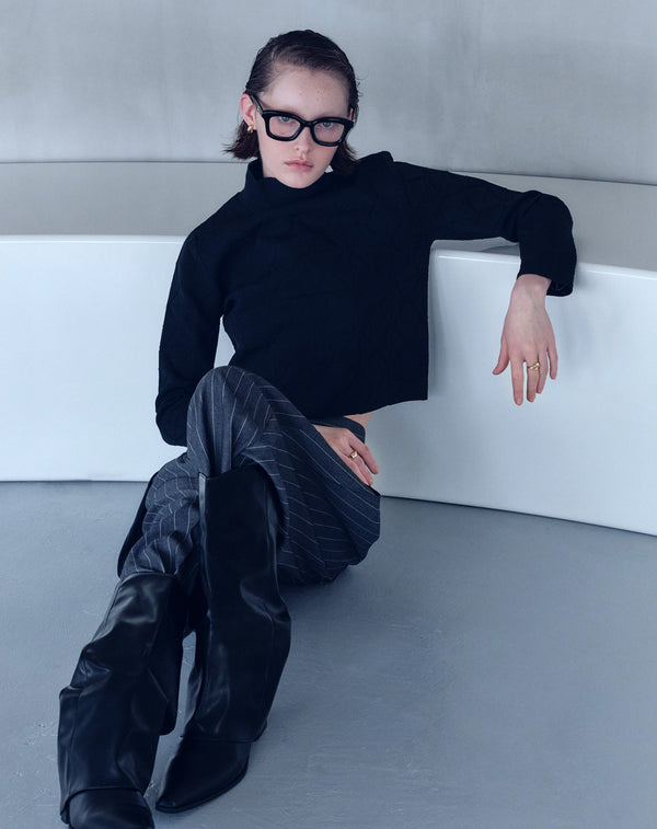 JACQUARD HIGH-NECK KNIT