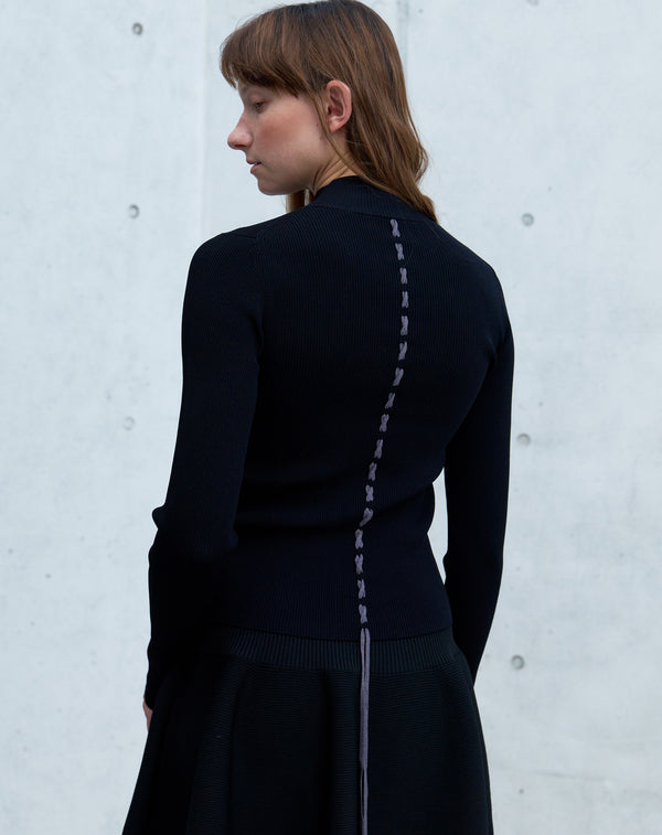 LACE-UP HIGH-NECK TOP