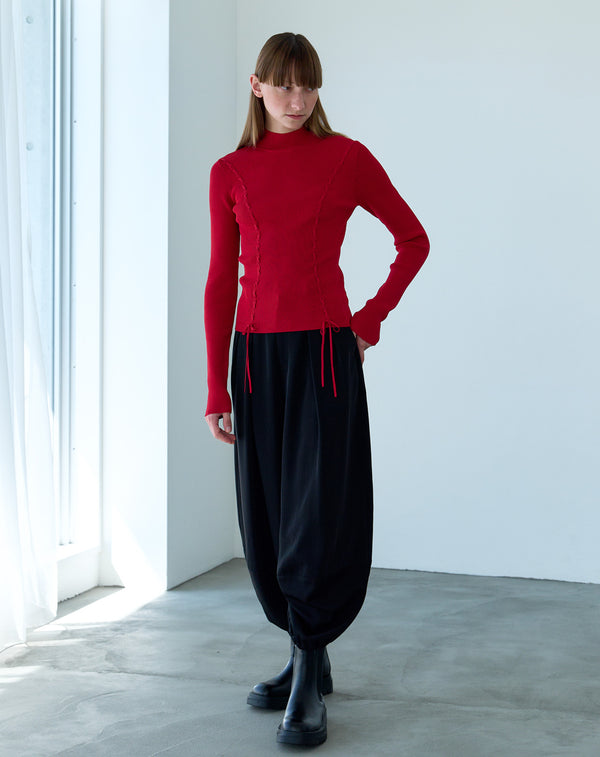 LACE-UP HIGH-NECK TOP