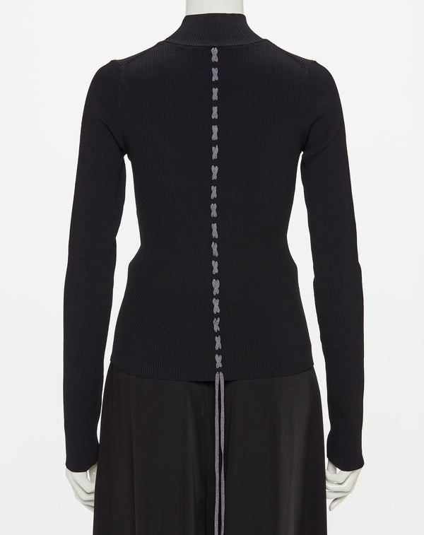 LACE-UP HIGH-NECK TOP