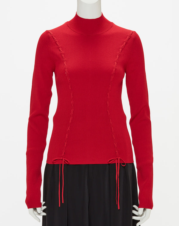 LACE-UP HIGH-NECK TOP