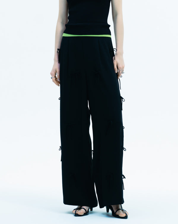 MULTI STRING BOW WIDE-LEG PANTS