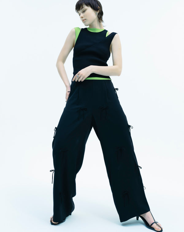 MULTI STRING BOW WIDE-LEG PANTS