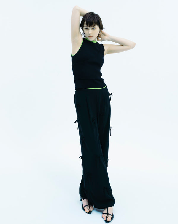 MULTI STRING BOW WIDE-LEG PANTS