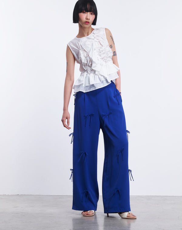 MULTI STRING BOW WIDE-LEG PANTS