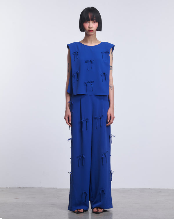 MULTI STRING BOW WIDE-LEG PANTS