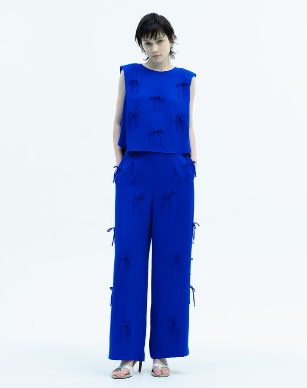 MULTI STRING BOW WIDE-LEG PANTS