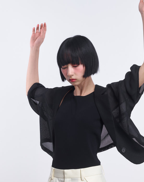 MESH CURVED SLEEVE JACKET