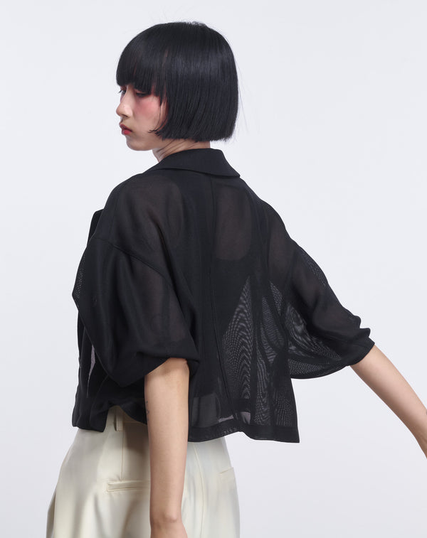 MESH CURVED SLEEVE JACKET