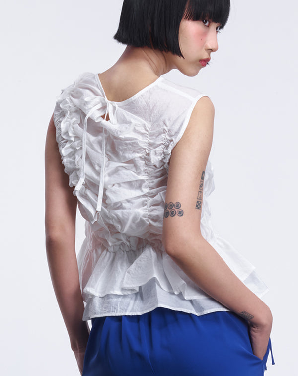 ASYMMETRIC RUFFLE BLOUSE