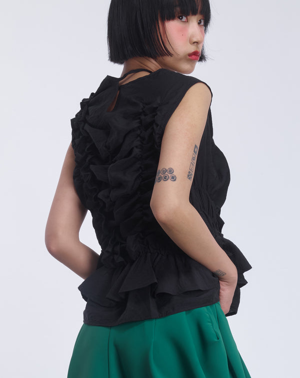 ASYMMETRIC RUFFLE BLOUSE