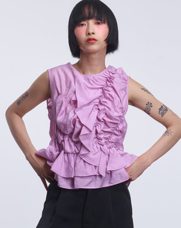 ASYMMETRIC RUFFLE BLOUSE