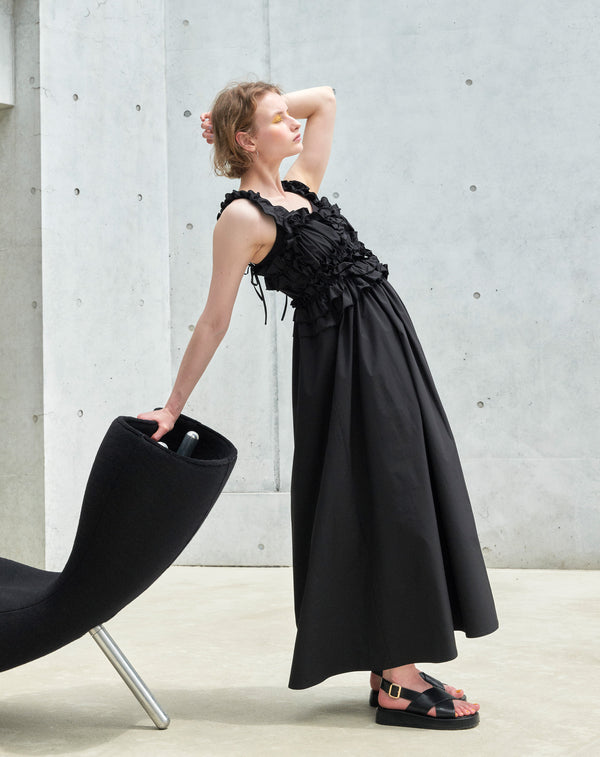 TAFFETA VOLUME RUFFLE DRESS