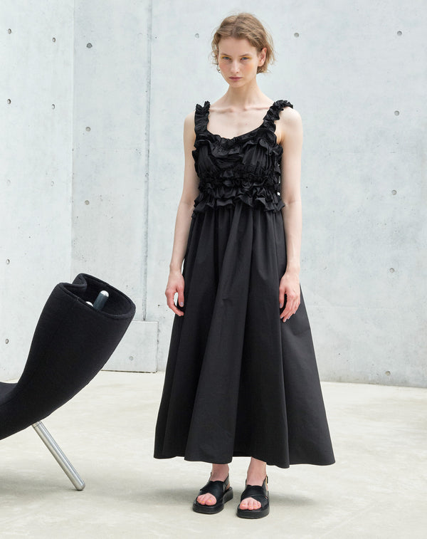 TAFFETA VOLUME RUFFLE DRESS
