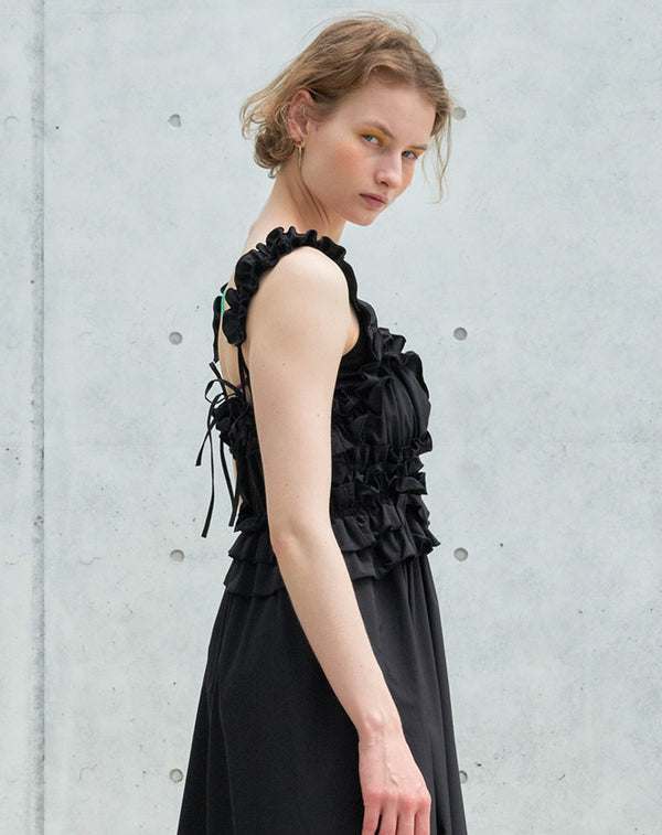 TAFFETA VOLUME RUFFLE DRESS