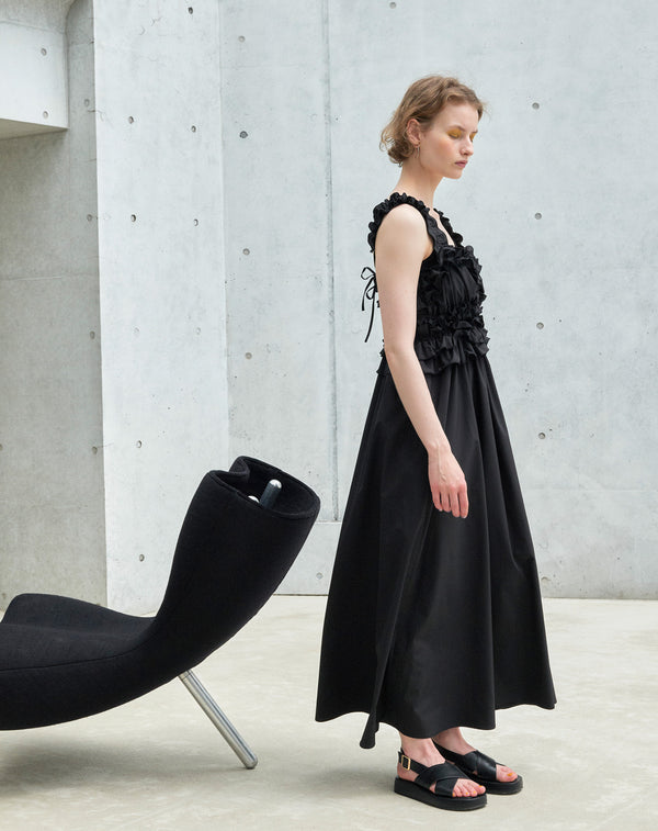 TAFFETA VOLUME RUFFLE DRESS