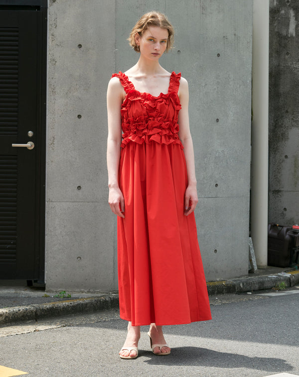 TAFFETA VOLUME RUFFLE DRESS