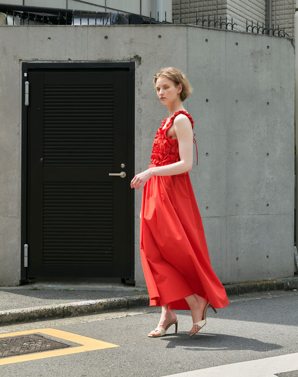 TAFFETA VOLUME RUFFLE DRESS