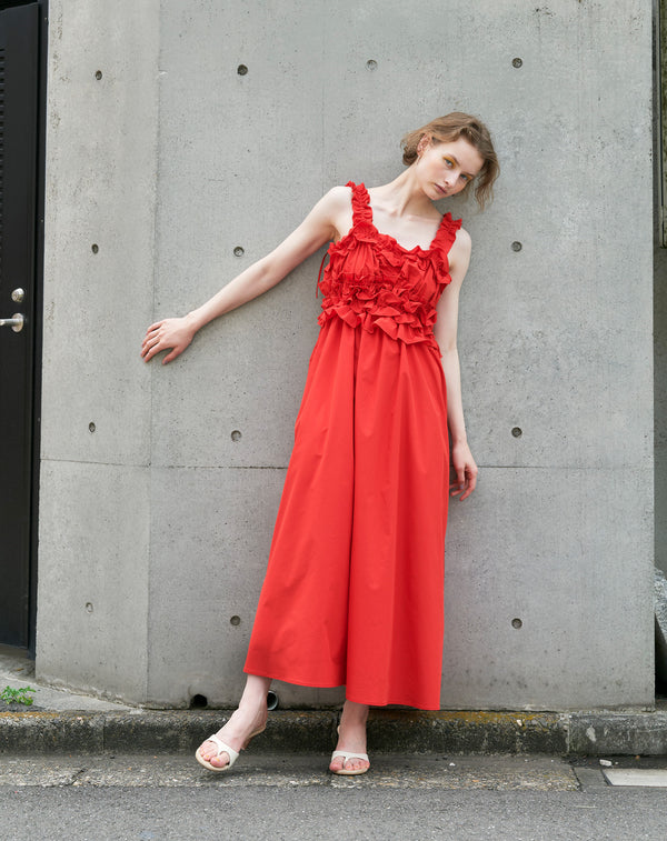 TAFFETA VOLUME RUFFLE DRESS