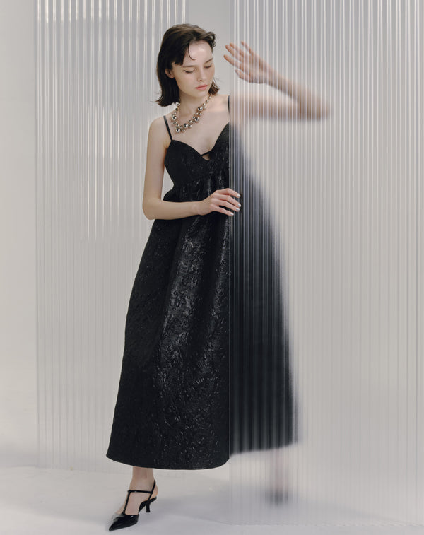 GLITTER JACQUARD VOLUME CAMISOLE DRESS