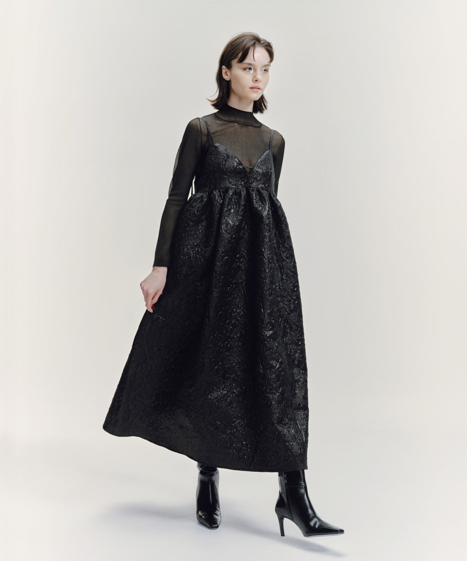 GLITTER JACQUARD VOLUME CAMISOLE DRESS – LAEMUSE