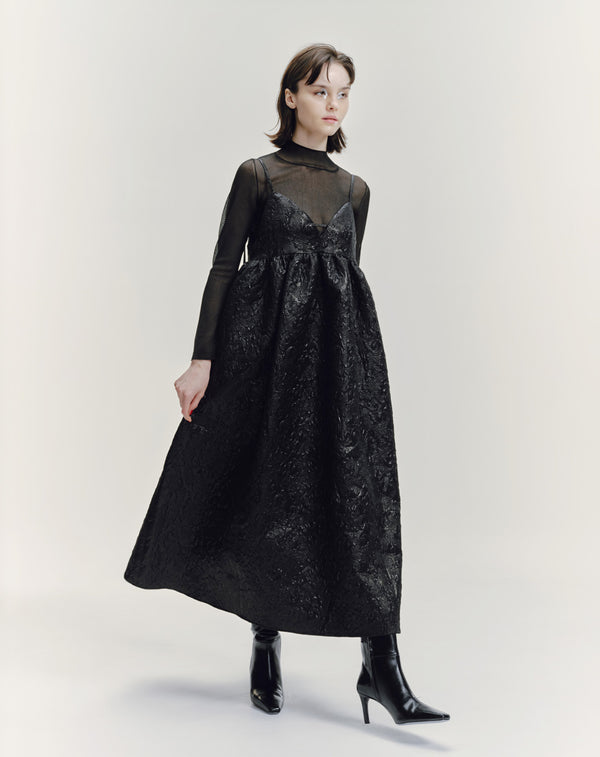 GLITTER JACQUARD VOLUME CAMISOLE DRESS