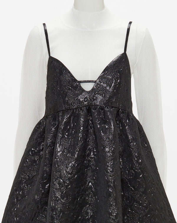 GLITTER JACQUARD VOLUME CAMISOLE DRESS