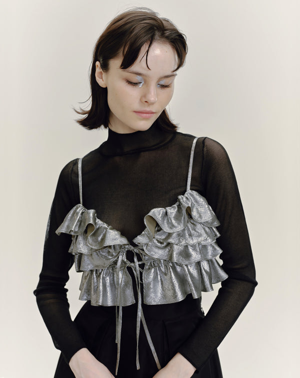 METALLIC FRILL BUSTIER