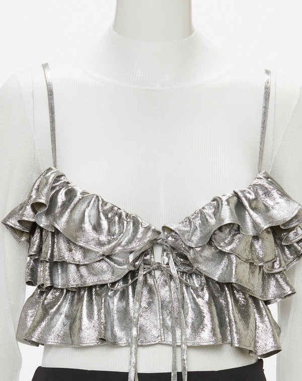 METALLIC FRILL BUSTIER