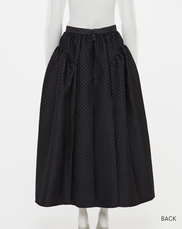 FLOWER JACQUARD FLARED VOLUME SKIRT