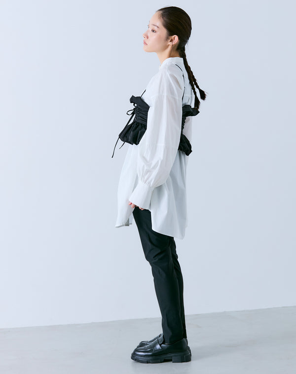 VOLUME SLEEVE BAND COLLAR BLOUSE