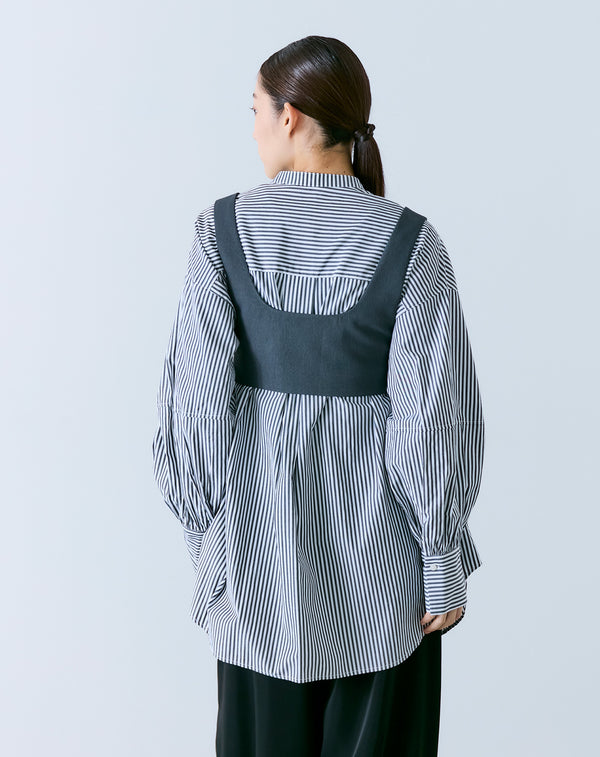 VOLUME SLEEVE BAND COLLAR BLOUSE