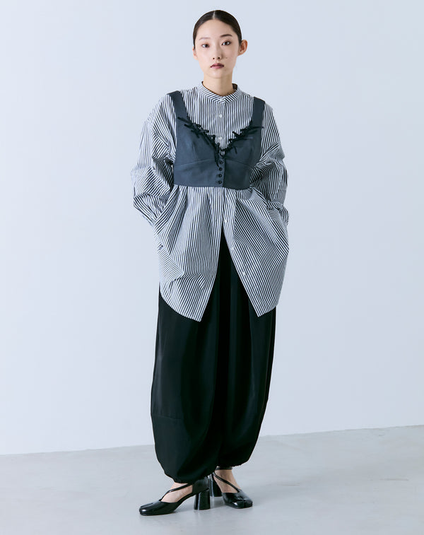 VOLUME SLEEVE BAND COLLAR BLOUSE