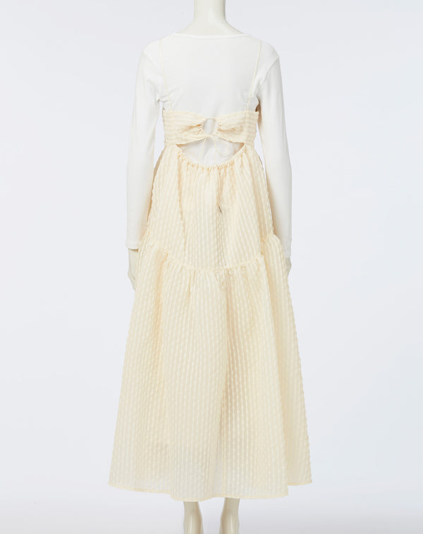 FLARED SHEER DOT DRESS