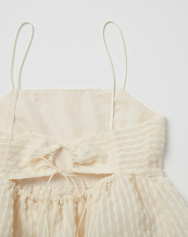 FLARED SHEER DOT DRESS