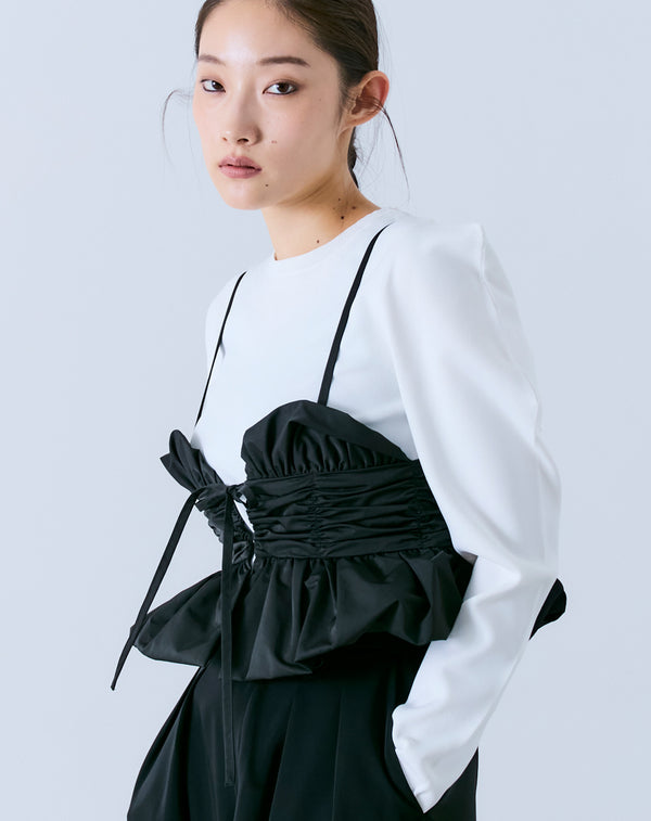 SHIRRED BUSTIER