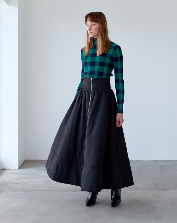 FRILL-BELTED PADDED SKIRT