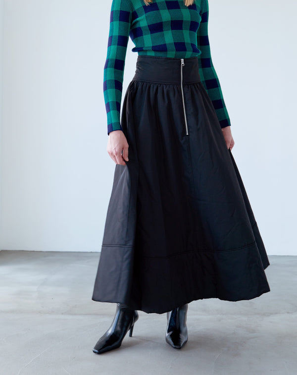 FRILL-BELTED PADDED SKIRT