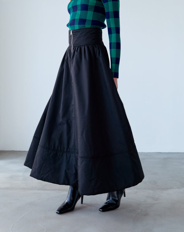 FRILL-BELTED PADDED SKIRT