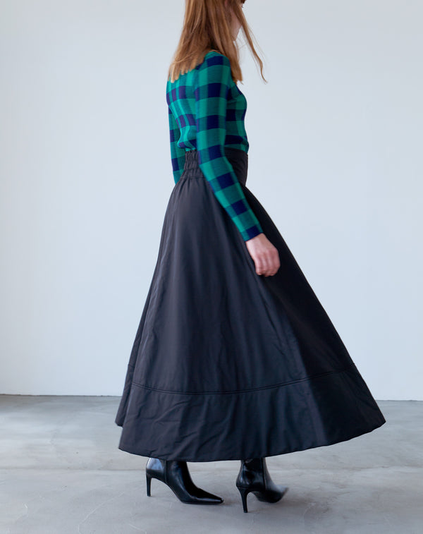FRILL-BELTED PADDED SKIRT